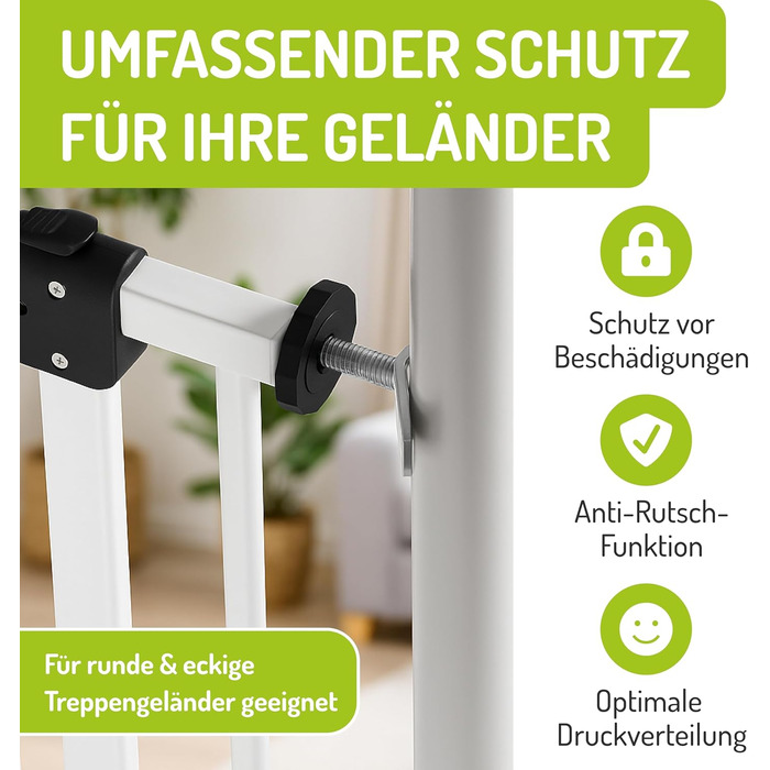 Захисне ґратка BOMI Mira для дверей | Захист від котів з люком | Ідеальне перегородження для собак, котів та цуценят | Металеве ґратка для собак у квартирі, білий колір | Набір Y-адаптерів (M10), 4 шт., сріблястий