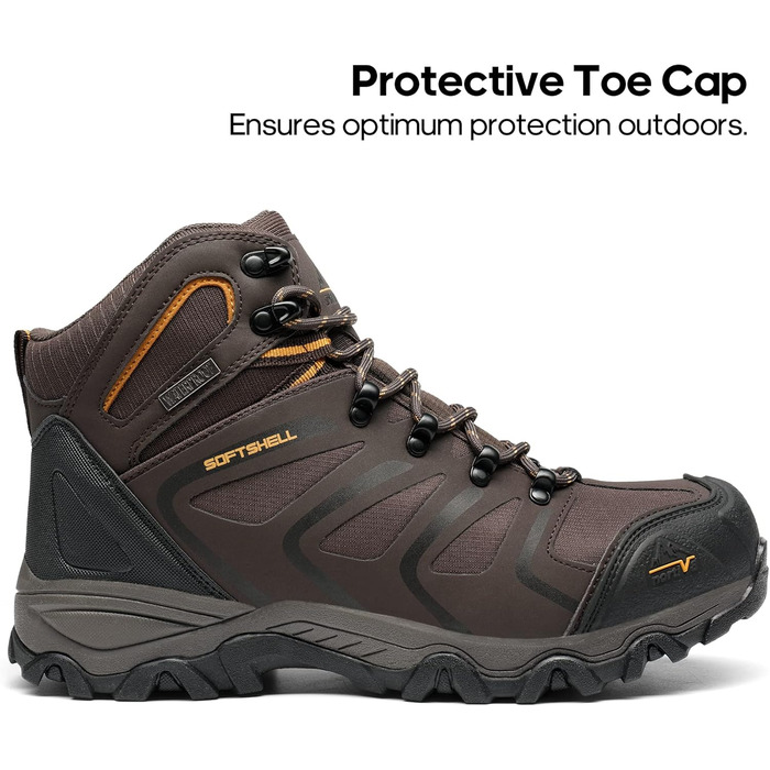 Чоловічі туристичні черевики NORTIV 8: водонепроникні трекінгові черевики для хайкінгу та альпінізму, колір: коричневий/чорний, розмір EU 42