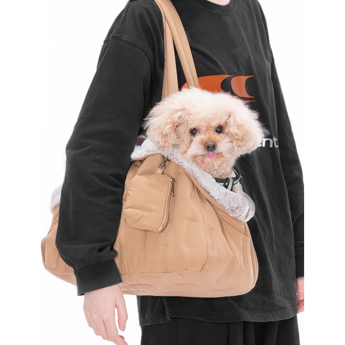 Сумочка для собак, переноска для цуценят, переноска для маленьких собак, сумочка для годування, 40x20x24 см, хакі, каррі