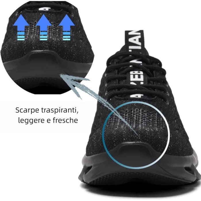 Чоловічі кросівки для бігу, тенісу, фітнесу та повсякденного носіння. Легкі, дихаючі, чорні, 42 EU
