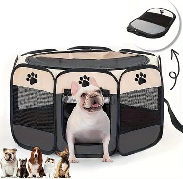 Клітка-вигул для цуценят та котів, 74x74x43 см, сірий (6 панелей)