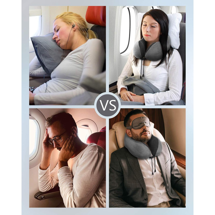 Подушка для шиї Homiee для подорожей: зручна, ергономічна, з memory foam, для автомобіля, літака, доросла (сіра)