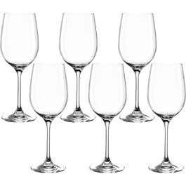 LEONARDO HOME Leonardo Hello, White wine goblet with pulled stem, dishwasher-safe wine glasses, 6-piece set, 370 ml, 061447, clear, 6 pieces (1 pack), 6