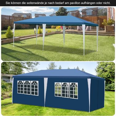 Garden Pavilion 3x6m Garden Pavilion with 6 Side Walls and Windows, Stable, UV Protection, Waterproof, Party Pavilion, Folding Gazebo, Party Tent, for Outdoor Use, Garden, Party, Wedding, Blue