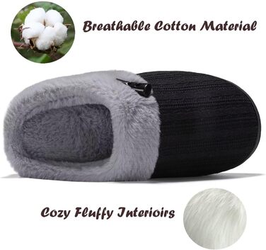 Домашні тапочки для жінок NineCiFun з меморі-піною, м'які, для дому та вулиці, з антиковзкою підошвою, з теплим плюшевим підкладкою, сірі (світло-сірі) (44/45 EU, чорний/сірий)