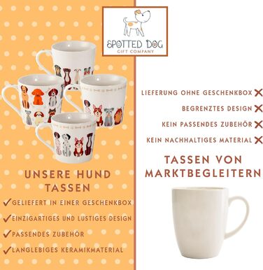 SPOTTED DOG GIFT COMPANY Coffee Mug with Dog Motif, Ceramic Mug Set, Cute Coffee Mugs, Dog Kitchen Accessories, Gifts for Dog Lovers, Dog Mom, 4 x 380ml
