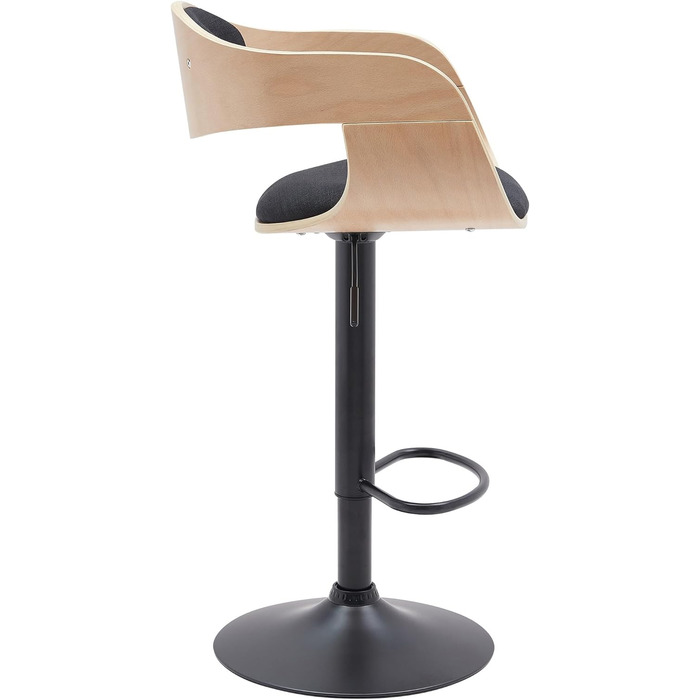 Kingston Adjustable Bar Stool with Premium Upholstery - Durable Metal Frame (150kg Capacity) - Black Fabric