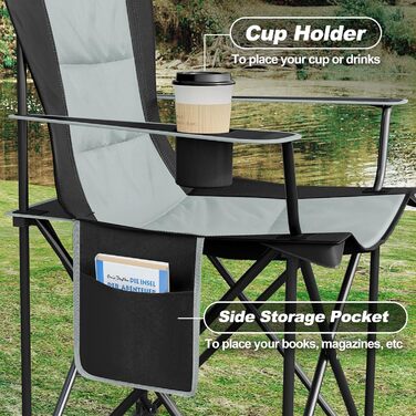 WOLTU Набір складаних стільців для кемпінгу 2 шт., чорний + світло-сірий, для риболовлі, саду, тераси, пікніка