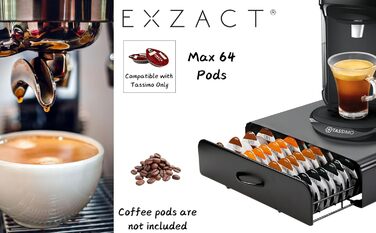 EXZACT Підставка для капсул Tassimo - органайзер для 64 капсул кави, зручний тримач | Підходить для Tassimo