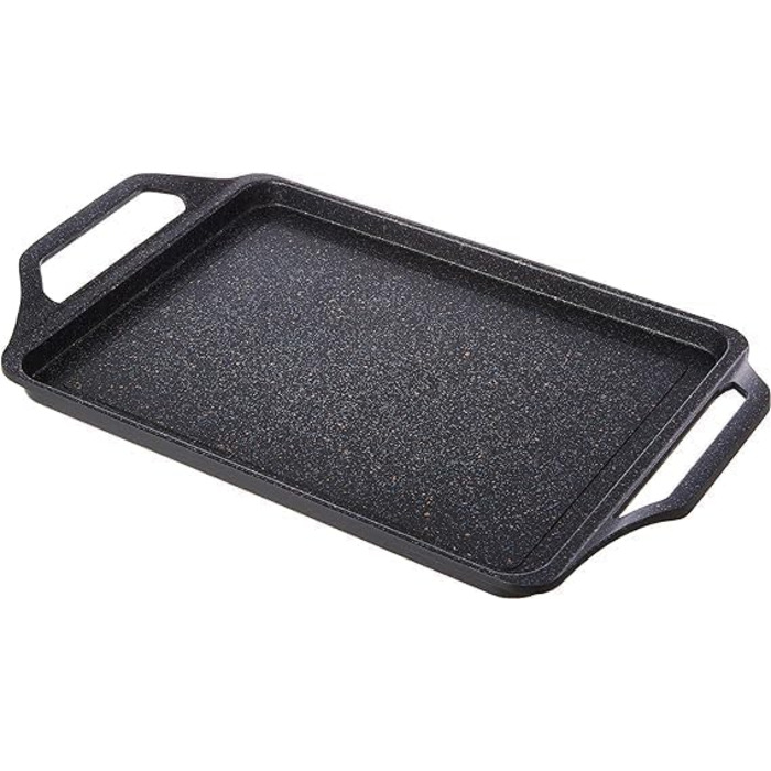 Гриль-пластина WECOOK! Ecochef Titan 37x25 см, алюмінієва, з антипригарним покриттям Quantanium, для індукції та всіх типів плит, знімні силіконові ручки, чорна