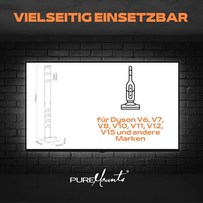 Підставка для пилососа Dyson V15/V12/V11/V10/V8/V7 PureMounts біла - універсальний тримач для аксесуарів