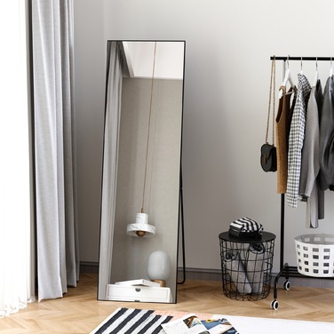 HOMCOM Freestanding Full-Length Mirror, Dressing Mirror with Stand, Aluminum Frame for Bedroom, Hallway