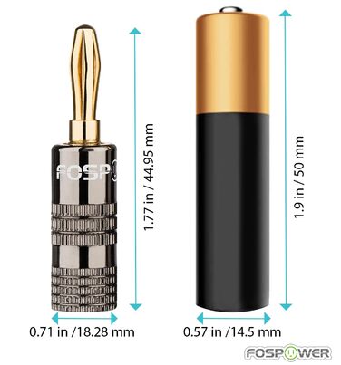 Позолочені бананові роз'єми FosPower для акустичних кабелів, сабвуфера та стінових панелей, 24K Gold, High-End (10 шт / 5 пар: 5 червоних, 5 білих)