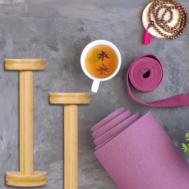 Relaxdays Push-Up Handles Bamboo 2-Piece Set