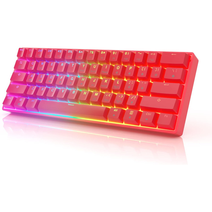 Механічна клавіатура HK Gaming GK61: 61 програмованих клавіш, RGB підсвічування, сумісна з Windows/Mac, QWERTY, Hotswap, перемикачі Gateron Optical Yellow/Red