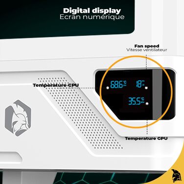 Корпус для ПК Empire Gaming ECM252 Mid Tower з цифровим дисплеєм (температура CPU/GPU, RPM) - 3 ARGB вентилятори - ATX/Micro-ATX/ITX - USB C