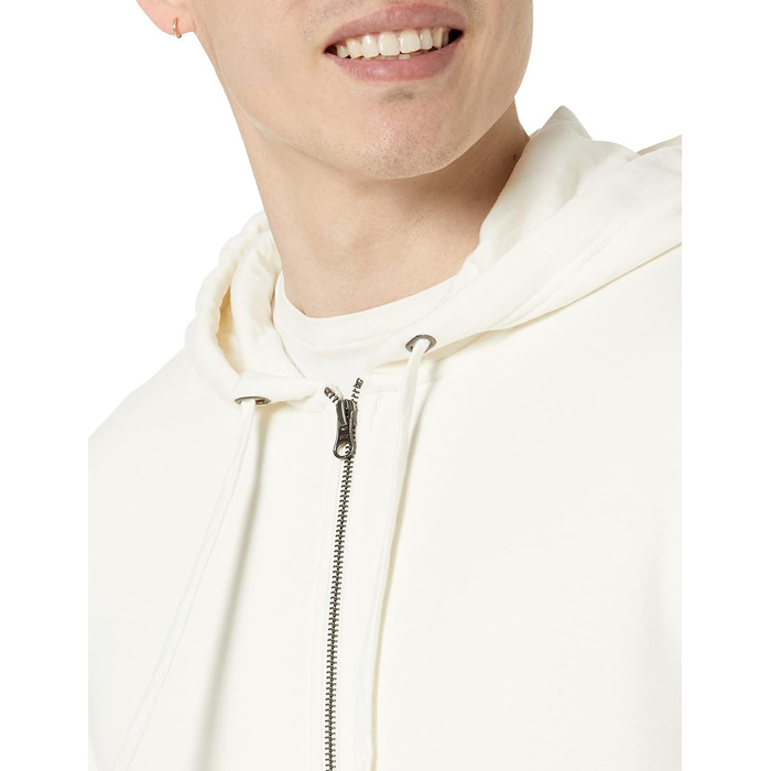 Чоловічий худі Amazon Essentias з французького трикотажу з блискавкою та зручним кроєм (L, кольору слонової кістки)