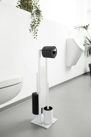 Набір для туалету WENKO Rivalta: тримач туалетного паперу та щітки для унітазу, сталь, білий, 23 x 70 x 18 см