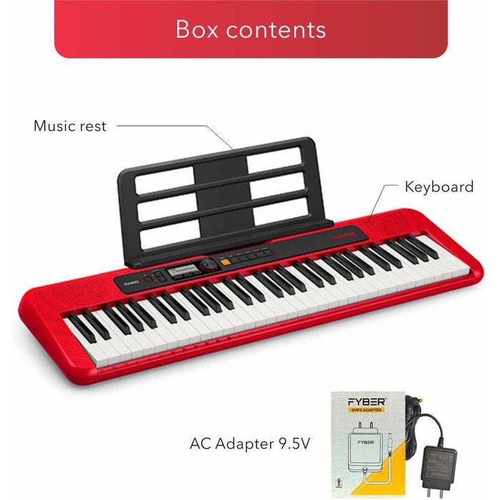 Клавішний інструмент Casio Casiotone CT-S200RD: 61 клавіша, 400 звуків, 77 ритмів, червоний колір