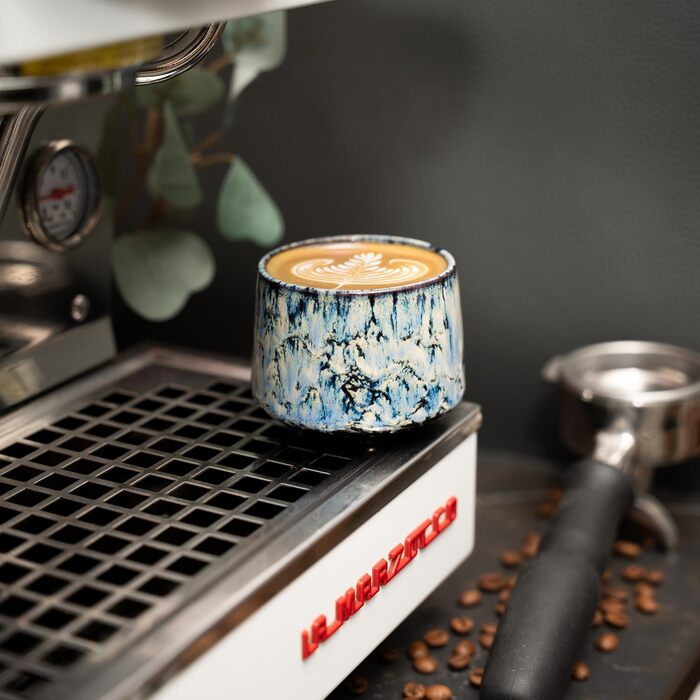 Набір чашок для еспресо Pheniox Tibet Mini | 5 шт. | 100 мл | Без ручки | Кераміка, 4 чашки 180 мл (блакитні)