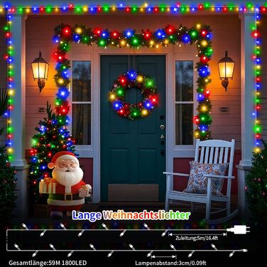 Ланцюжок прикрас JXLEDAYY 36м, зовнішній, 1800 LED, 8 режимів, таймер, пульт, тепле світло, для балкона, саду, вечірки, шлюбу, водонепроникний