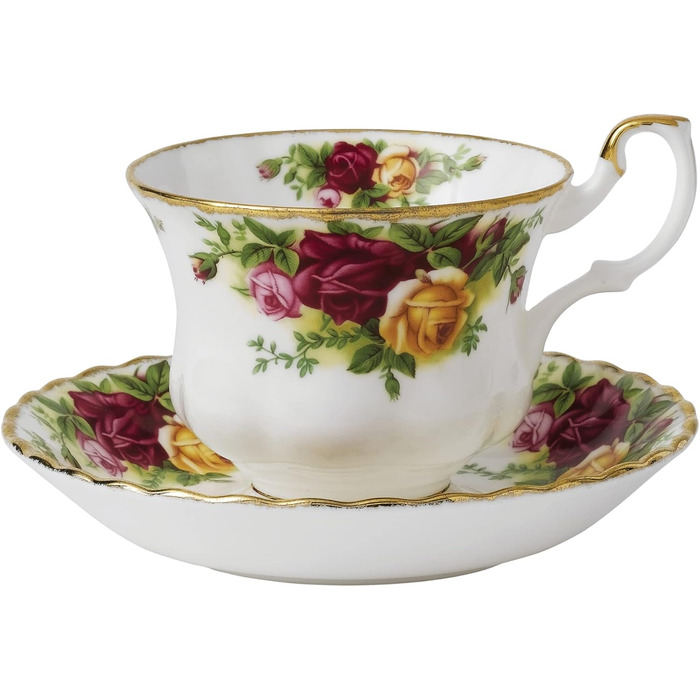 Чайник Royal Albert Old Country Roses 1,2 л, білий з кольоровим квітковим принтом (набір з чашкою та блюдцем)
