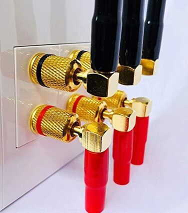 Goaycer: 12 шт. бананові конектори для акустичних кабелів, кутові, 24K позолота