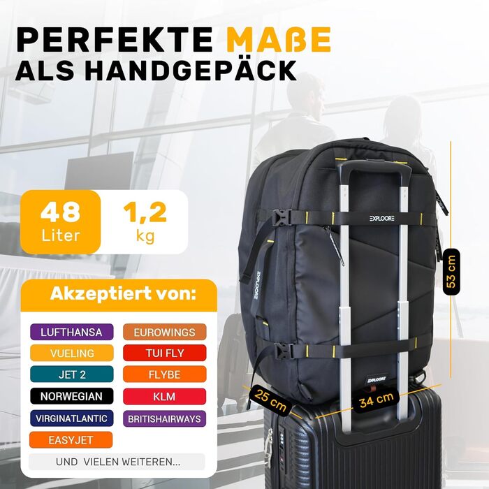 Чемодан ручної поклажі 55x40x20см з ручкою-телескопом, міцний валіза з ABS-пластику з TSA-замком, коричневий, з колесами