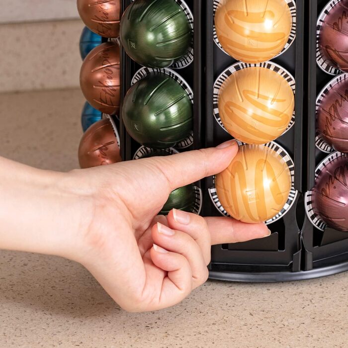 Підставка для капсул Nespresso та кавових падів Vertuo, карусель на 100+ капсул, чорна