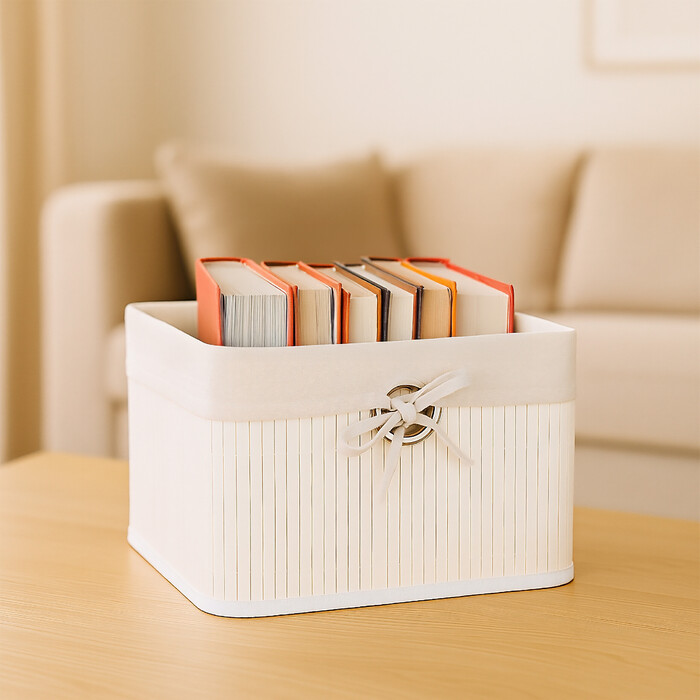 Relaxdays Bamboo Storage Basket Set