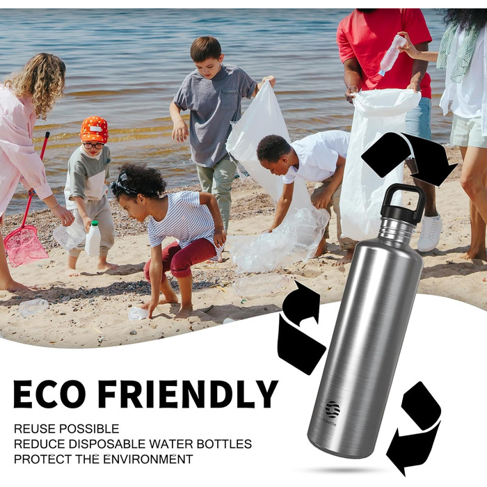 2L Stainless Steel Water Bottle | 2 Liter Single-Wall Water Canteen | Eco-Friendly Reusable Bottle | Plastic-Free and Leak-Proof Metal Water Bottle | 2l Eco Drinking Bottle, Green (Silver)