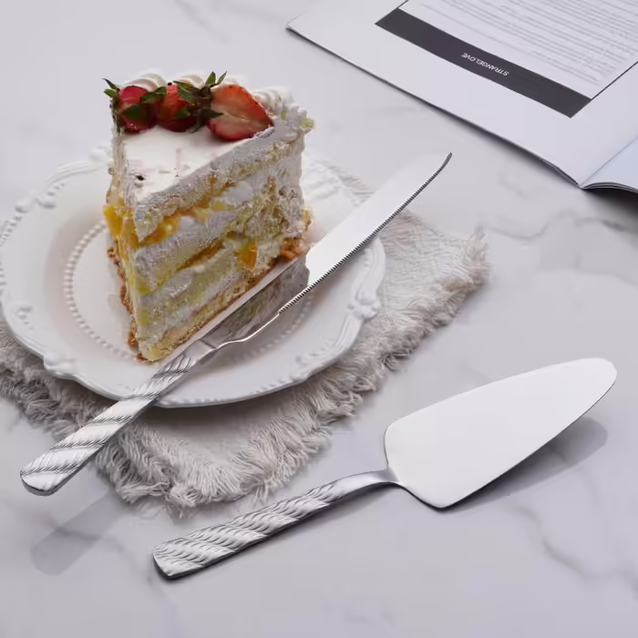 Набір для нарізки весільного торта Lila, нержавіюча сталь, тортовий ніж і лопатка для торта, сріблястий, для весілля, дня народження, вечірки