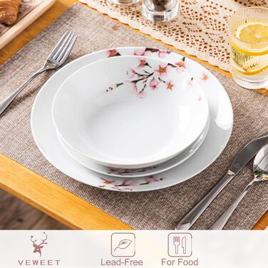 VEWEET ANNIE Набір посуду 18 предметів на 6 осіб, сучасний сервіз з порцеляни, 6 тарілок для їжі, десерту та супу, сервіз Annie