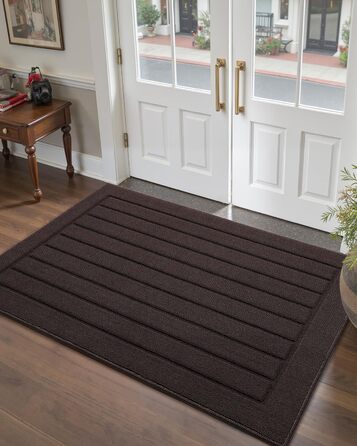 Килимок для дому COLOR&GEOMETRY 44x76 см - машинне прання, антиковзаюча, вбираюча бруд, мінімалістичний дизайн, для входу, порогу та коридору (Коричневий)