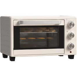 Міні-піч HOMCOM 21 л, 1400 Вт, 100-230°C, таймер, крихтосховище, деко, решітка-гриль, вікно, для піци, кремово-білий
