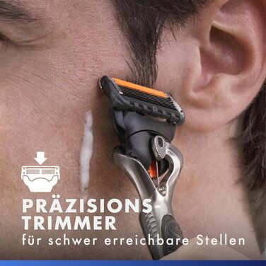 Бритва Gillette Fusion 5 ProGlide для чоловіків, металевий корпус, синьо-чорна, набір: бритва + 12 змінних касет