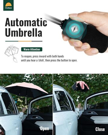 Чакіпі Годинник-парасолька великий, стійкий до вітру, компактний, для подорожей, автоматичний, для жінок та чоловіків, портативний, захист від УФ-променів, парасолька-кишеньковий, покриття 210T, діаметр 97 см, 8 спиць (рожевий)