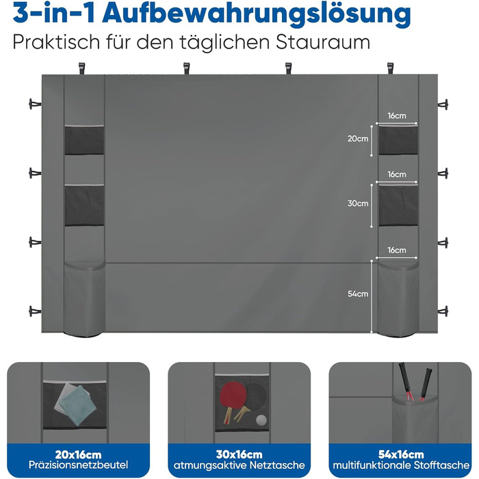 Sekey 1PCS Side Walls for Gazebo 3x3 Waterproof, Winterproof with Storage Compartments, Side Walls for Gazebo Party Tent Garden Tent 3x3m, Grey