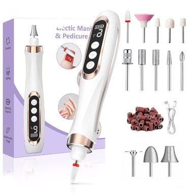 Електричний набір для манікюру та педикюру Nagelfräser 15 в 1: фрезер, набір для гелевих нігтів, 20000 об/хв, 9 швидкостей (білий)