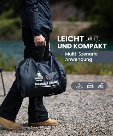 Надувний матрац OneTigris Dreamstar самонадувний (70x198 см) сірий для кемпінгу, подорожей та автомобіля