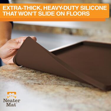 Підкладка під миску для собак та котів Neater Pet Brands - водонепроникна, силіконова, 48,3 x 30,5 см, коричнева