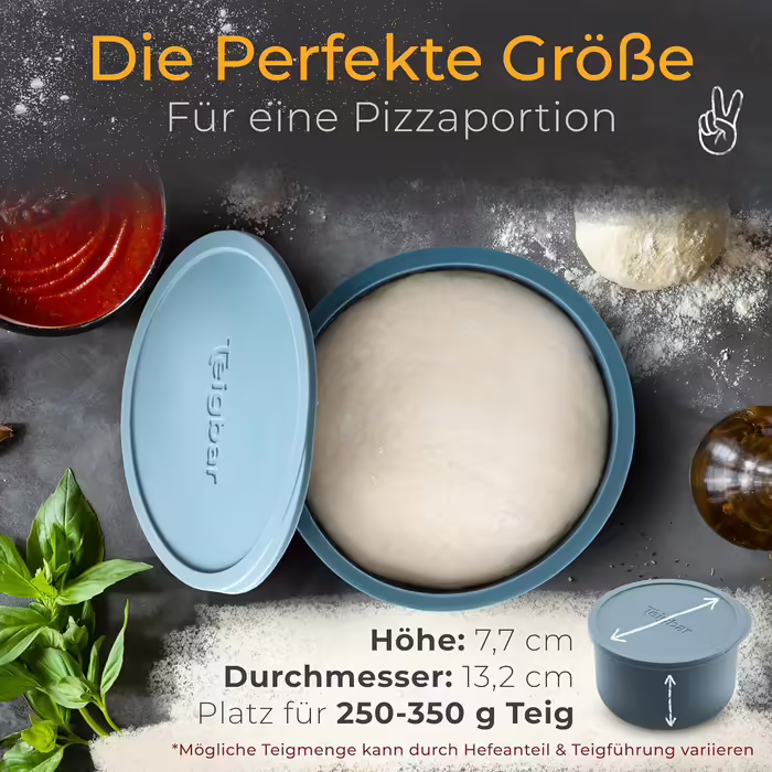 Pizza Ball Box with Lid, Set of 4 - Space-saving dough box made of non-stick silicone - Holds up to 350g of pizza dough - Proofing box, pizza accessories, pizza box - Black/Gray - Ø13cm (6-piece blue+white)