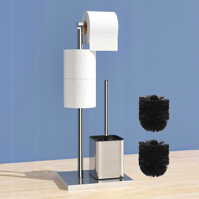 Підлоговий набір для ванної кімнати: тримач для туалетного паперу та йоржик із нержавіючої сталі