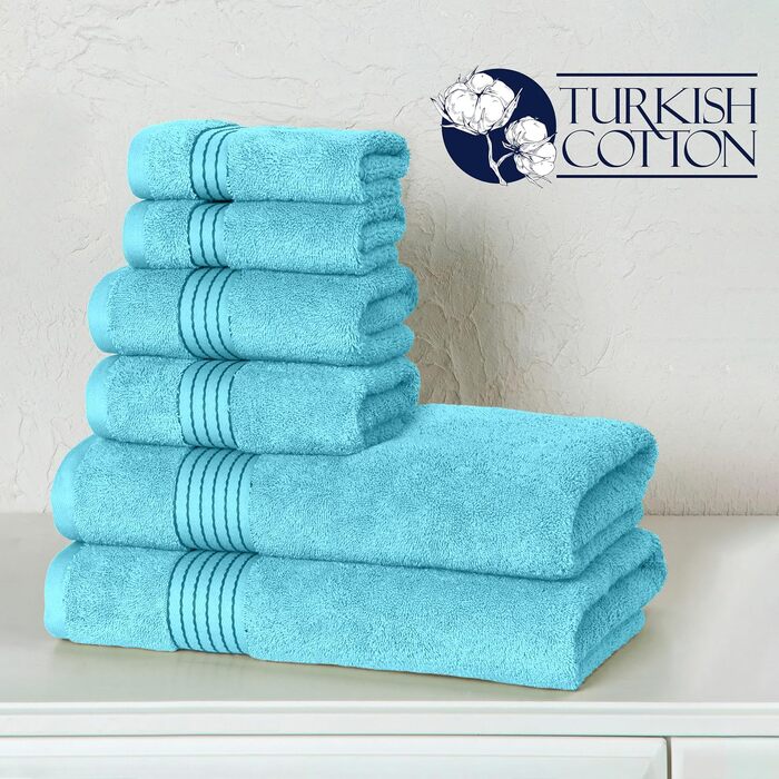 Набір рушників для ванної Elegant Comfort Premium Cotton, 6 предметів, 100% турецька бавовна, гігроскопічні та м'які, колір Aqua