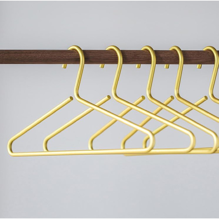 Premium Matte Gold Aluminum Clothes Hangers, 6-Pack, 41.5cm Extra Smooth & Dual Metal Shirt Hangers, Aluminum Alloy Clothes Hangers, Clothing Support, Clothes Hang