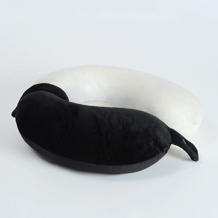 Подушка для шиї з піною з пам'яті, зручна та легка, ідеальна для сну в літаку, автомобілі, поїзді, автобусі та вдома, з чохлом для зберігання (Чорна)