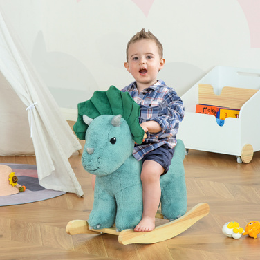 HOMCOM Rocking Horse Toy for Kids, Dark Green, 64 x 30 x 54 cm, Stable & Safe, Ideal for Playrooms