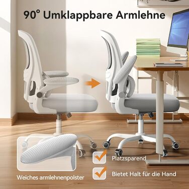 Офісний стіл Naspaulro: ергономічне крісло з регульованою підголівником, підлокітниками та підтримкою попереку. Динамічний поворотний стіл з дихаючою сіткою для дому та офісу (Сірий 2, без підголівника)