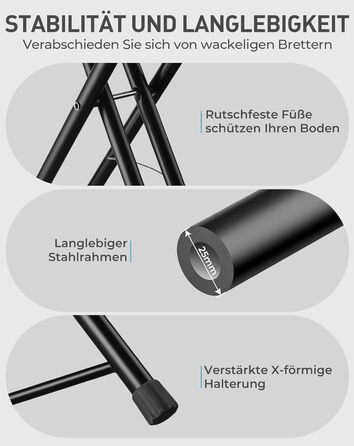 Прасувальна дошка LyriFine 2-в-1 для прасування з парою та звичайного прасування, сіра