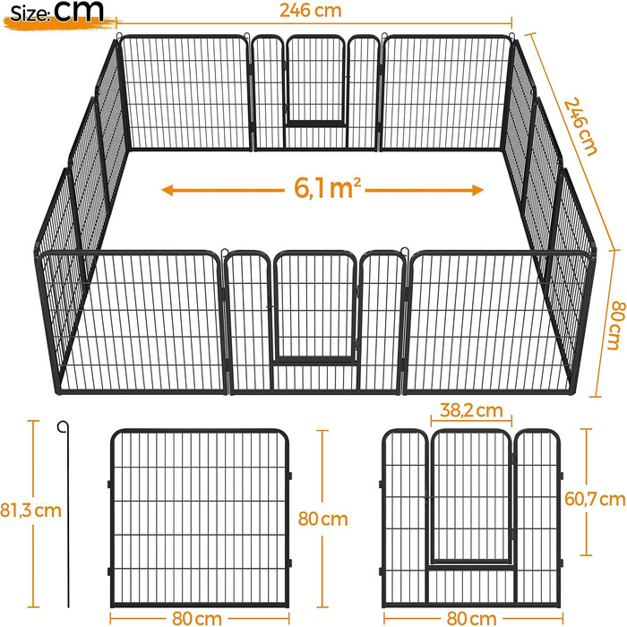 Клітка для цуценят Yaheetech 12-ти кутова, 80 см, вольєр для собак, переносне огородження